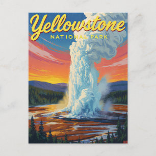 Yellowstone Old Faithful Geysir Kunst Postkarte