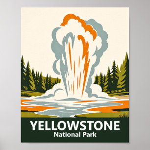 Yellowstone Old Faithful Vintage WPA Geysir Custom Poster