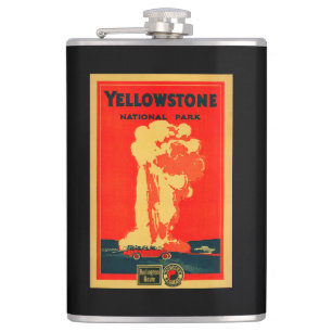 Yellowstone, Old Faithful Werbeplakat Flachmann
