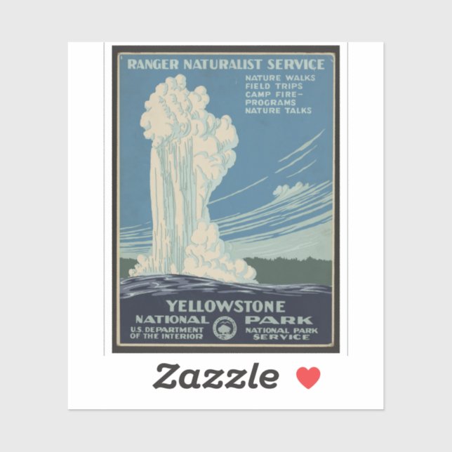 Yellowstone Old Faithity Park Vintage Poster Aufkleber (Blatt)