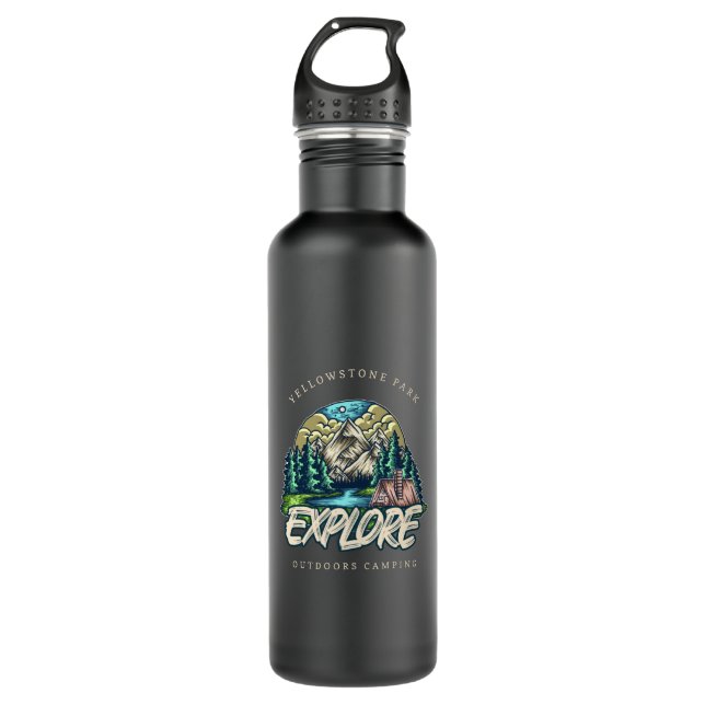 Yellowstone Park Edelstahlflasche (Vorderseite)