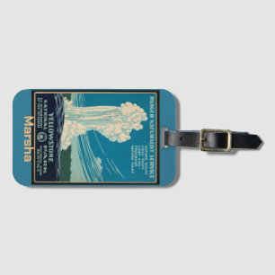 Yellowstone Park personalisiertes Reiseplakat aqua Gepäckanhänger