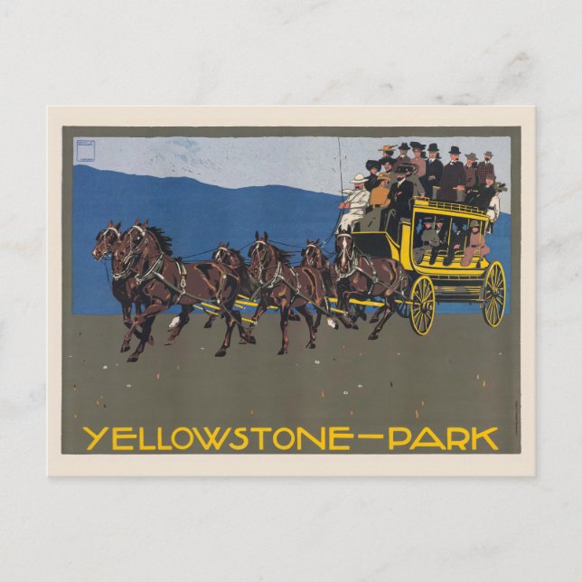 Yellowstone-Park USA Vintage Poster 1910 Postkarte (Vorderseite)