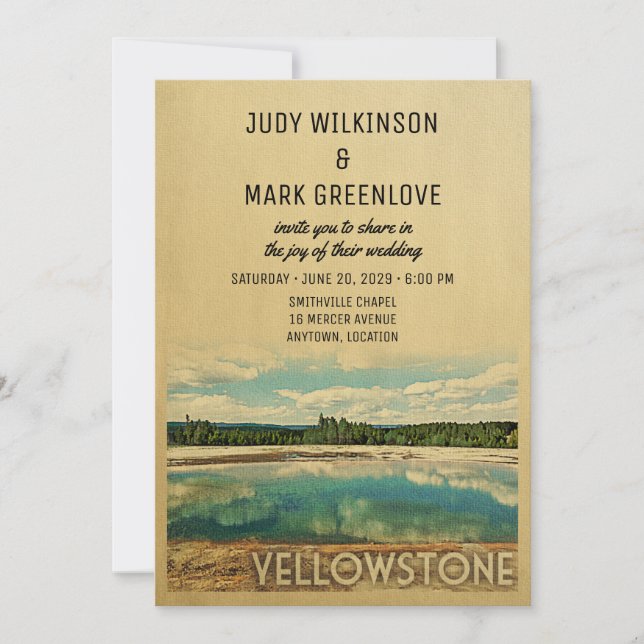 Yellowstone Park Wedding Einladung (Vorderseite)
