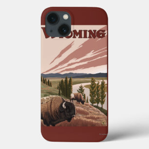 Yellowstone River Bison Vintage Travel Poster iPhone 13 Hülle