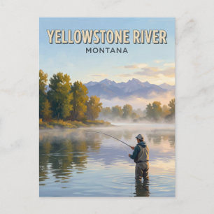 Yellowstone River Fliegenfischen bei Morgendämmeru Postkarte