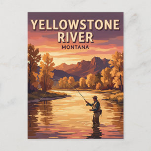 Yellowstone River Fliegenfischen bei Sonnenunterga Postkarte