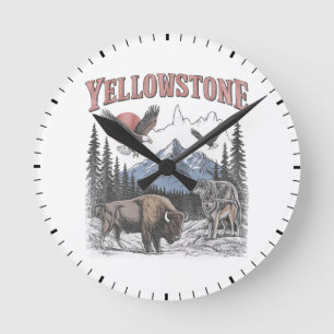 Yellowstone Runde Wanduhr