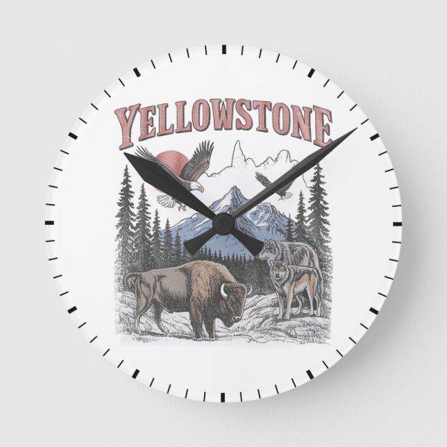 Yellowstone Runde Wanduhr (Vorderseite)