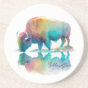 Yellowstone Sandstein-Untersetzer Bison Getränkeuntersetzer