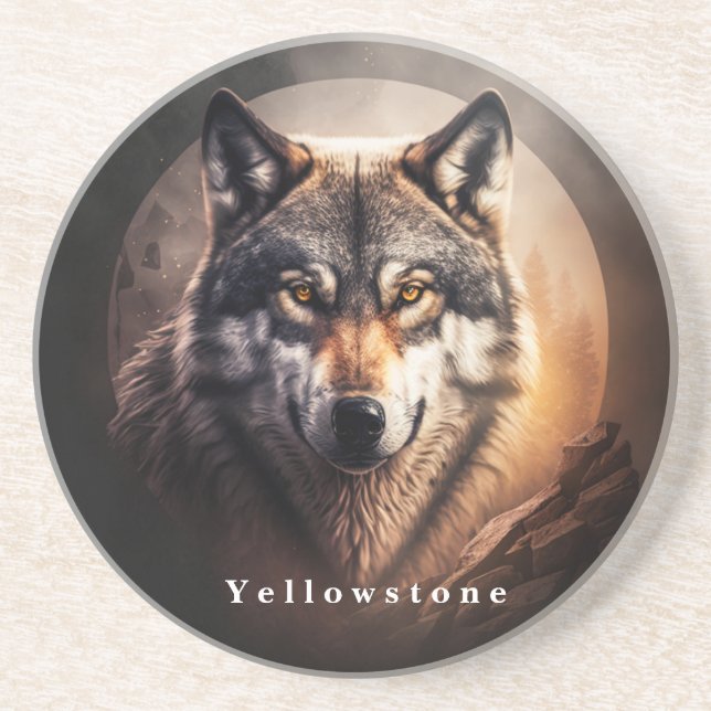 Yellowstone Sandstone Untersetzer Wolf (Vorne)