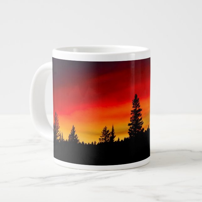 Yellowstone-Sonnenuntergang Jumbo-Tasse (Vorderseite Links)