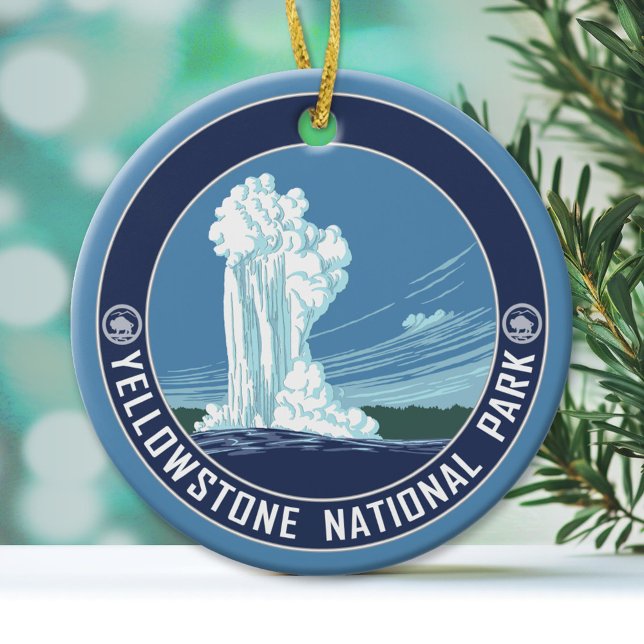 Yellowstone Souvenir - SINGLE-SIDED Keramikornament (National Park Ornament)