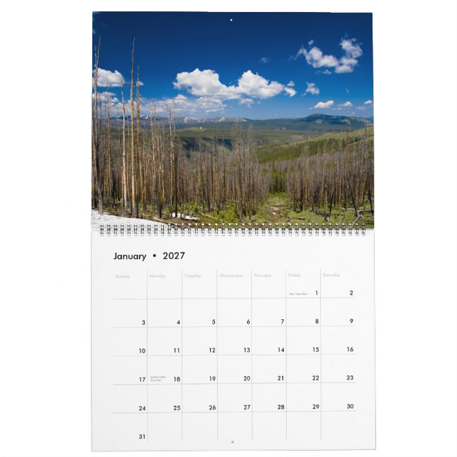 Yellowstone und großartiger Teton Nationalpark Kalender (Jan 2027)