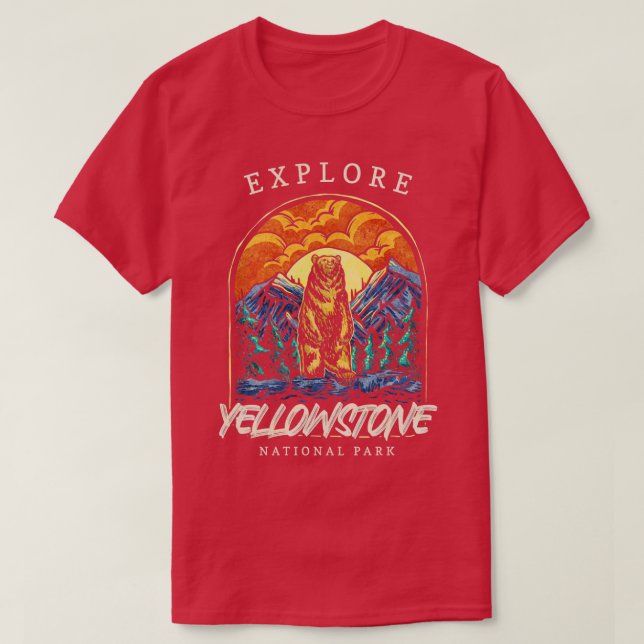 Yellowstone US National Park Backpacking Camping H T-Shirt (Design vorne)