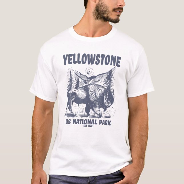 Yellowstone US-Nationalpark 1872 Bison Mountain L T-Shirt (Vorderseite)