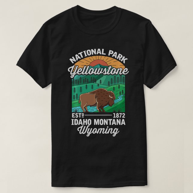 Yellowstone US-Nationalpark Bison Buffalo Vintag T-Shirt (Design vorne)