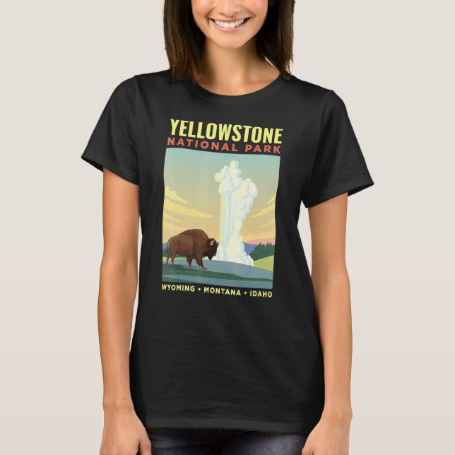 Yellowstone US-Nationalpark Bison Vintag T-Shirt (Vorderseite)
