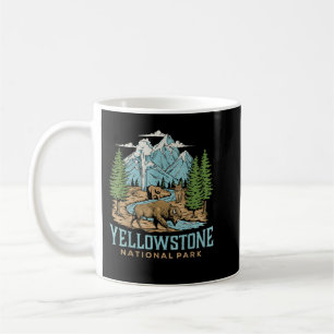 Yellowstone US Nationalpark Wolf Bison Bär Vinta Kaffeetasse