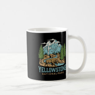 Yellowstone US Nationalpark Wolf Bison Bear Vinta Kaffeetasse