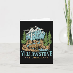 Yellowstone US Nationalpark Wolf Bison Bear Vinta Karte