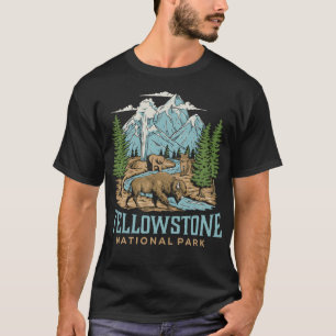 Yellowstone US-Nationalpark Wolf Bison Bear Vinta T-Shirt