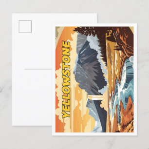 Yellowstone Vintag Art Travel Illustration Postkarte