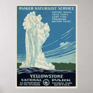 Yellowstone Vintag | Reisedarstellung Poster