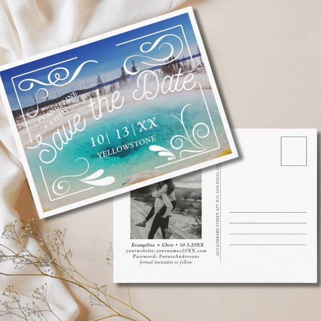 Yellowstone Wedding Save the Date Postcard Postkarte (Yellowstone Wedding Save the Date Postcard)