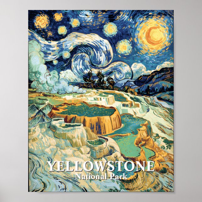 Yellowstone Winter Mammoth Hot Springs Van Gogh Poster (Vorne)