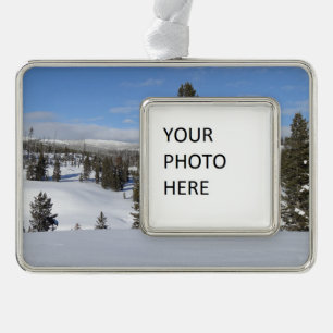 Yellowstone Winterlandschaft Fotografie Rahmen-Ornament Silber