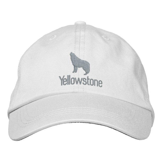 Yellowstone Wolf bestickte Baseballkappe (Vorderseite)