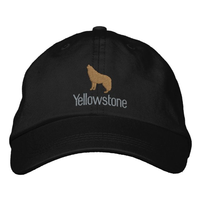 Yellowstone Wolf bestickte Baseballkappe (Vorderseite)
