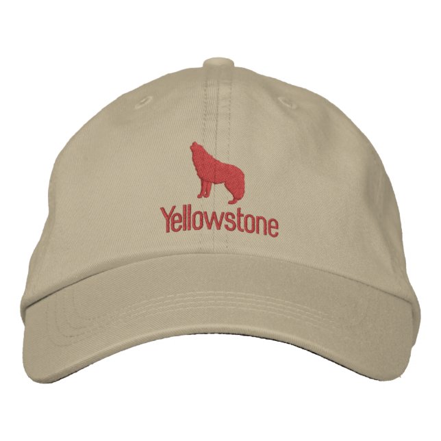 Yellowstone Wolf bestickte Baseballkappe (Vorderseite)