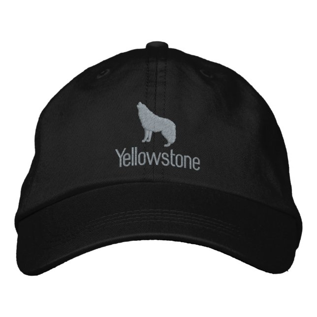 Yellowstone Wolf bestickte Baseballkappe (Vorderseite)