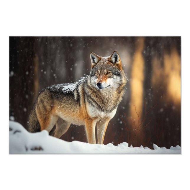 Yellowstone Wolf Foto Print (Vorne)