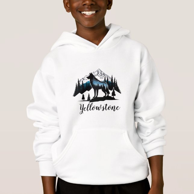 Yellowstone Wolf, Junge mit Top Hooded Sweatshirt (Vorderseite)