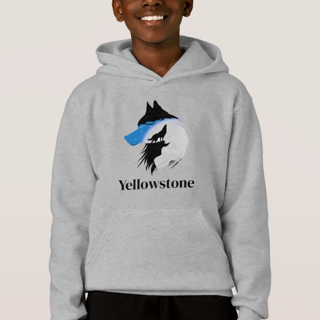 Yellowstone Wolf, Junge mit Top Hooded Sweatshirt (Vorderseite)