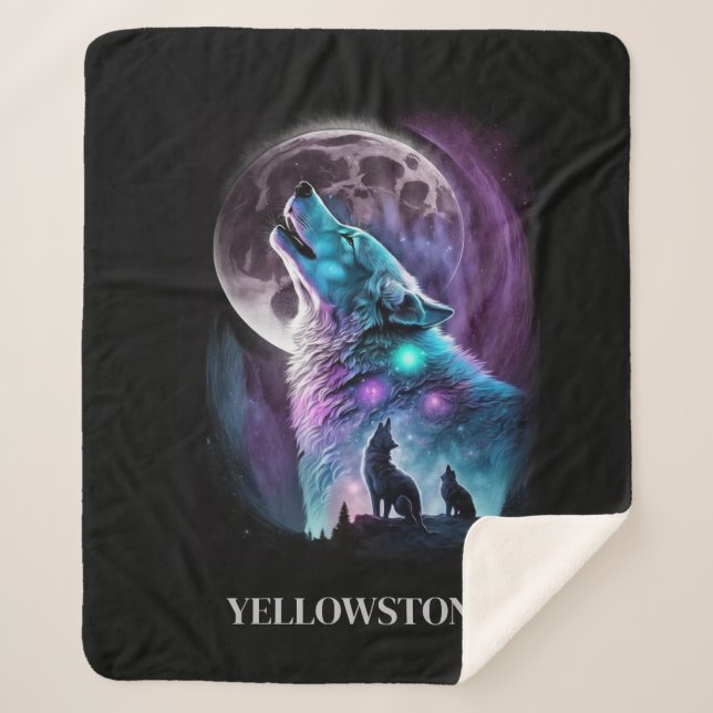 Yellowstone Wolf Sherpa Blanket Sherpadecke (Vorderseite)