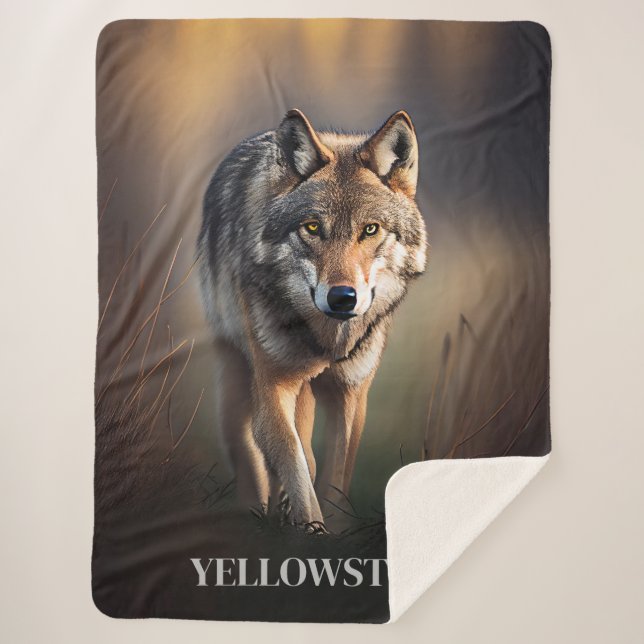 Yellowstone Wolf Sherpa Blanket Sherpadecke (Vorderseite)