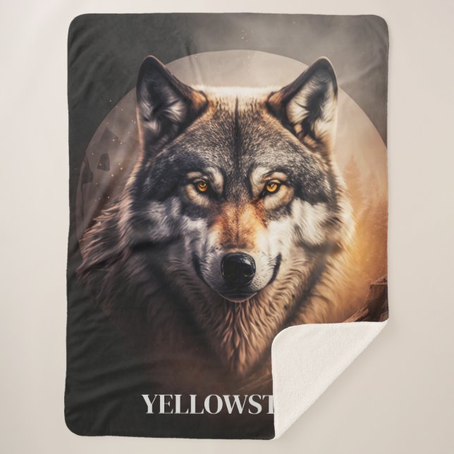 Yellowstone Wolf Sherpa Blanket Sherpadecke (Vorderseite)