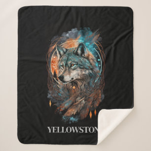 Yellowstone Wolf Sherpa Blanket Sherpadecke