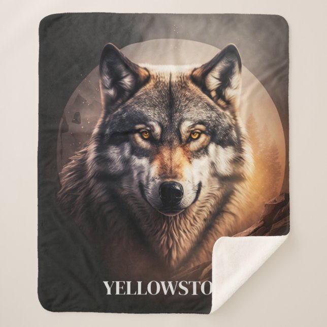 Yellowstone Wolf Sherpa Blanket Sherpadecke (Vorderseite)