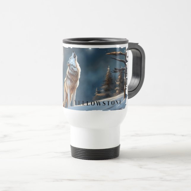 Yellowstone Wolf Travel Mug Reisebecher (VorderseiteRechts)