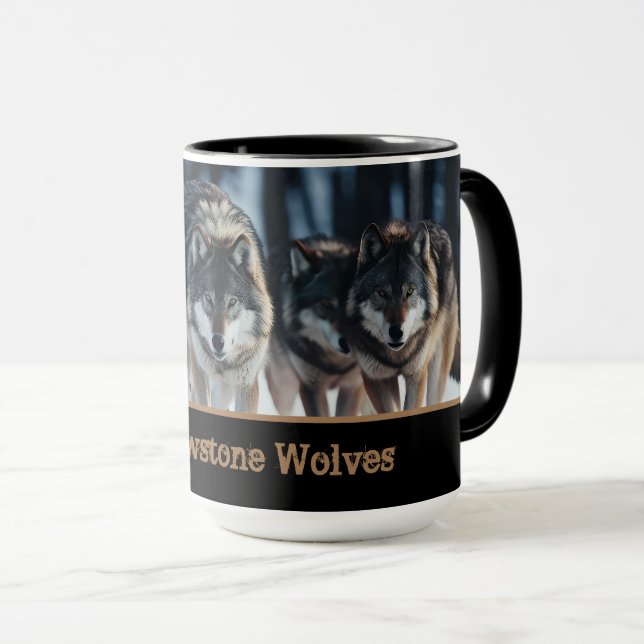 Yellowstone Wölfe Kaffeemaschine Tasse Zwei-Tone (VorderseiteRechts)