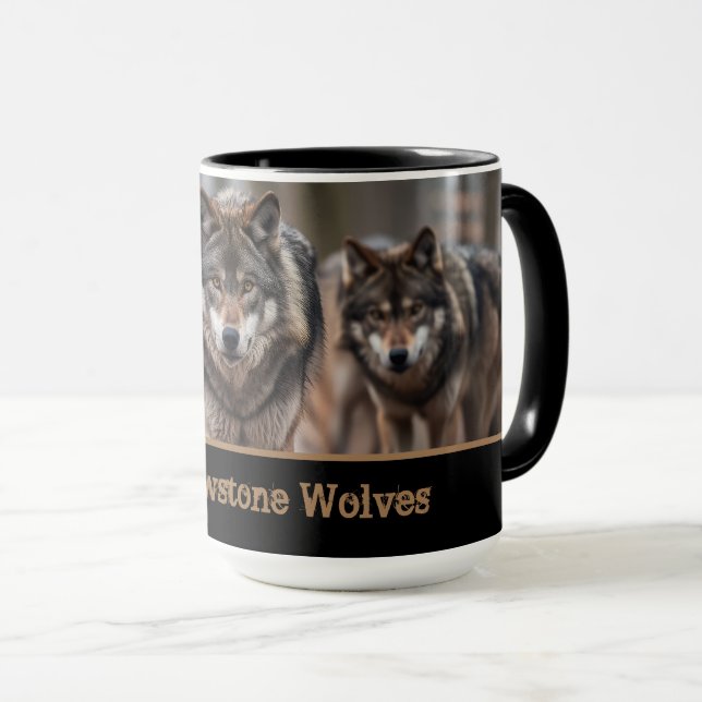 Yellowstone Wölfe Kaffeemaschine Tasse Zwei-Tone (VorderseiteRechts)