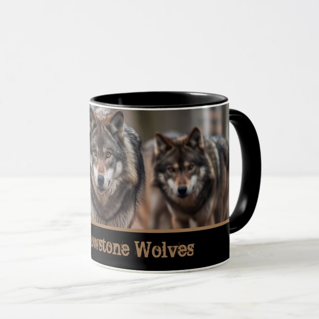 Yellowstone Wölfe Kaffeemaschine Tasse Zwei-Tone (VorderseiteRechts)