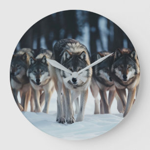 Yellowstone Wolves Große Wanduhr