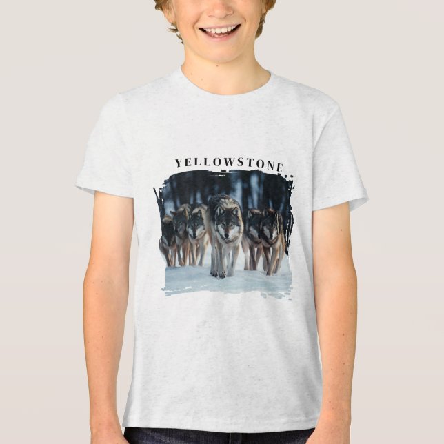 Yellowstone Wolves Kids Tri-Blend Shirt (Vorderseite)