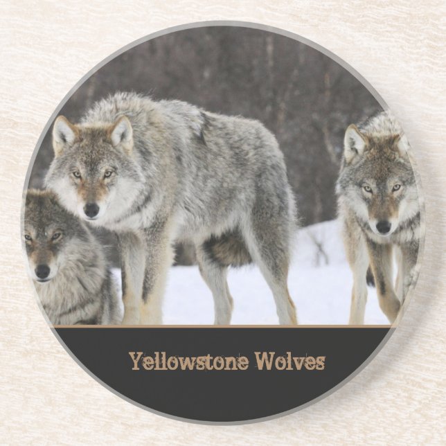 Yellowstone Wolves Sandstone Untersetzer (Vorne)